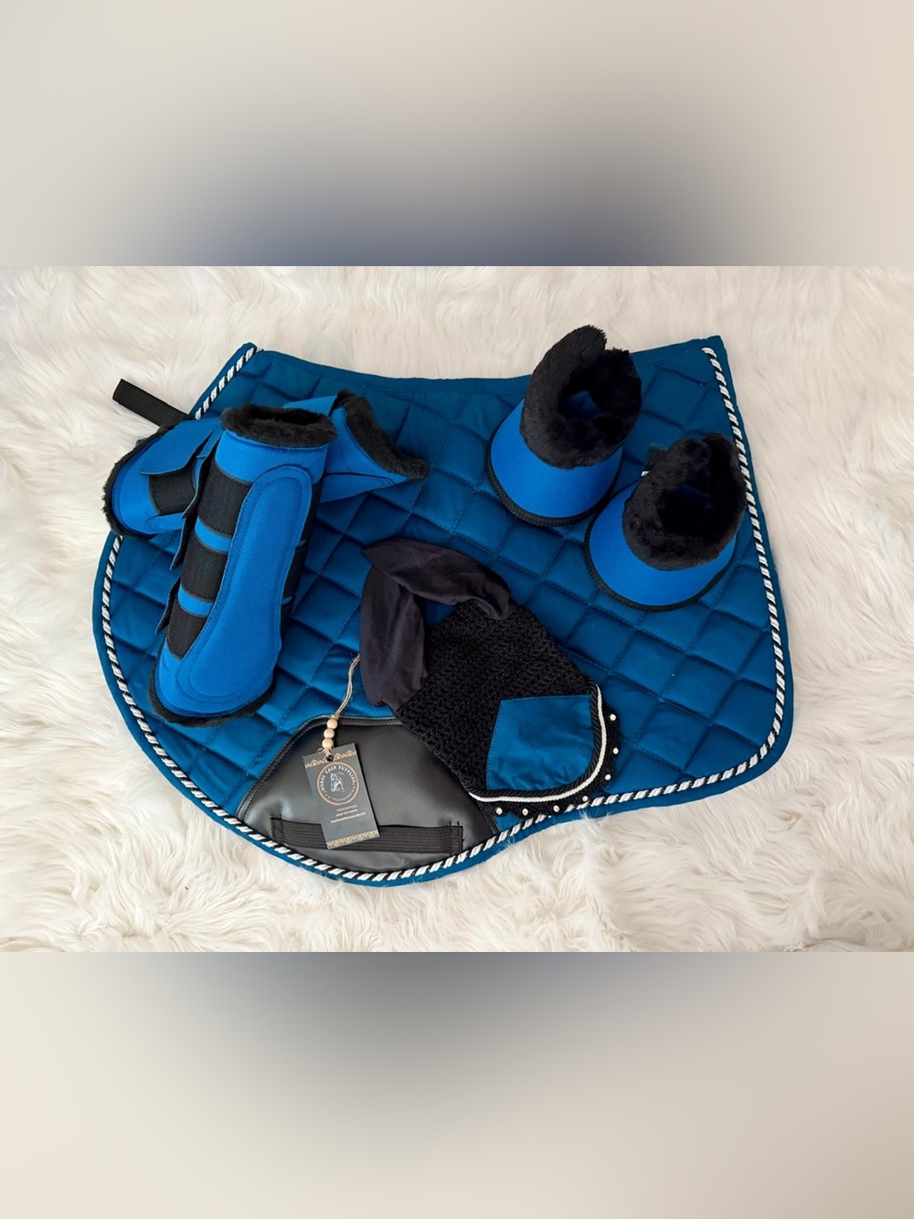 Blue Equestrian Boot & Saddle Pad Set